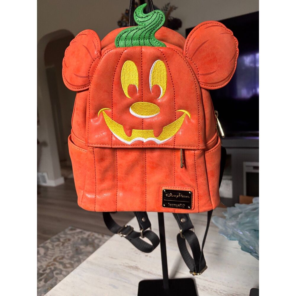 HTF Disney Parks Loungefly 2019 Mickey Mouse Halloween Pumpkin Mini Backpack